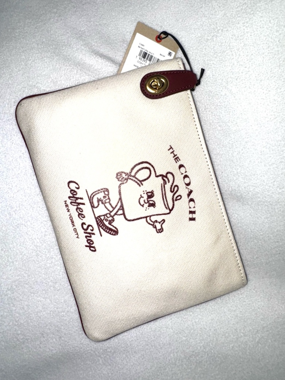 NEW COACH Coffee Shop Ltd. Edition Lil Miss Jo Ivory Canvas Turnlock Pouch NWT - Picture 11 of 14